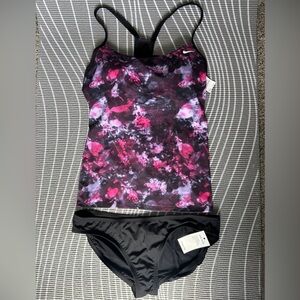 Pink and Black Tankini Set